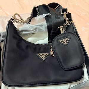 Prada Black Nylon Crossbody Bag with Pouch